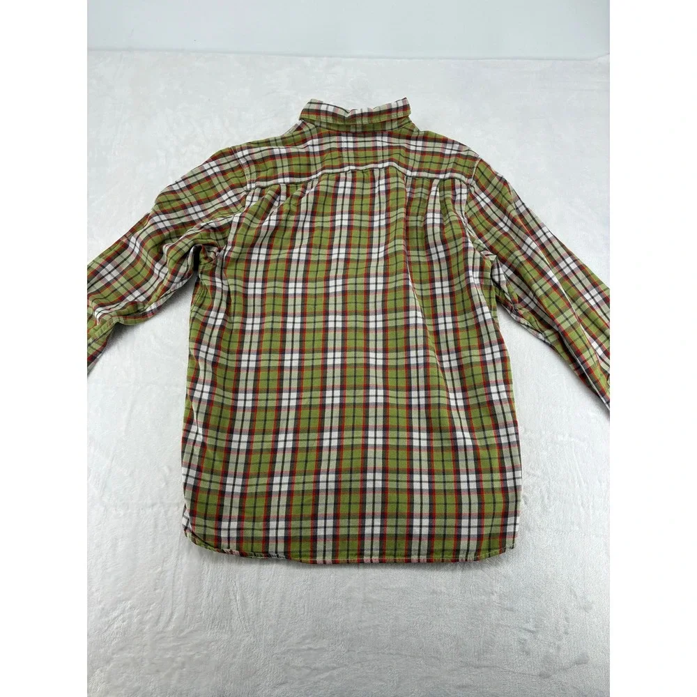 The North Face Flannel Mens Large Shirt Green Plaid Long Sleeve Button Up 6430